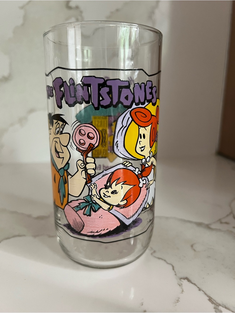 💜 Hanna Barbera Vintage Flintstones Cartoon Glass 💛